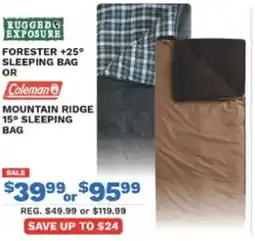 Big 5 Forester +25° sleeping bag or coleman mountain ridge 15° sleeping bag offer