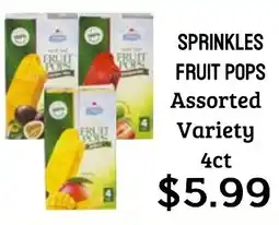 Seven Mile Market Sprinkles fruit pops offer
