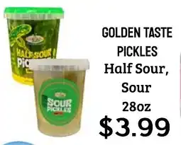 Seven Mile Market Golden taste pickles half sour, sour offer