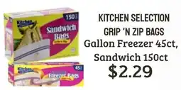 Seven Mile Market Kitchen selection grip 'n zip bags gallon freezer, sandwich offer
