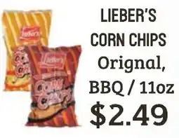 Seven Mile Market Lieber's corn chips orignal, bbq offer