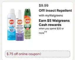 Walgreens Off! Insect Repellent offer