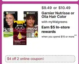 Walgreens Garnier Nutrisse or Olia Hair Color offer