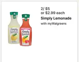 Walgreens Simply Lemonade offer