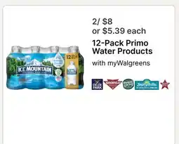 Walgreens 12-Pack Primo Water Products offer
