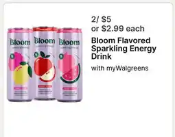 Walgreens Bloom Flavored Sparkling Energy Drink offer
