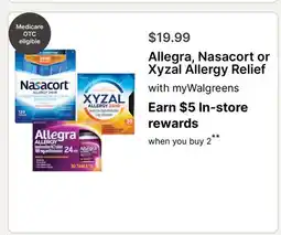 Walgreens Allegra, Nasacort or Xyzal Allergy Relief offer