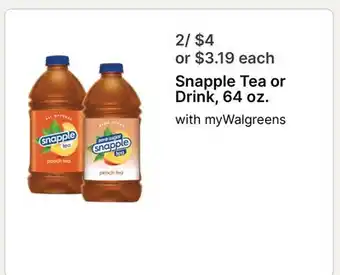 Walgreens Snapple Tea or Drink offer
