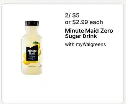 Walgreens Minute Maid Zero Sugar Drink offer