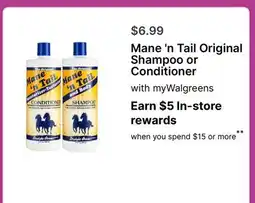 Walgreens Mane 'n Tail Original Shampoo or Conditioner offer