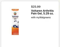 Walgreens Voltaren Arthritis Pain Gel offer