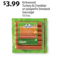 Aldi Kirkwood Turkey & Cheddar or Jalapeño Smoked Sausage offer