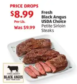 Aldi Fresh Black Angus USDA Choice Petite Sirloin Steaks offer