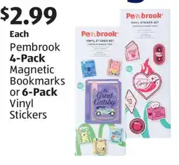 Aldi Each Pembrook 4-Pack Magnetic Bookmarks or 6-Pack Vinyl Stickers offer