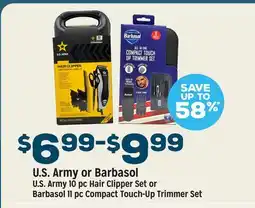 Grocery Outlet U.S Army 10 pc Hair Clipper Set or Barbasol 11 pc Compact offer
