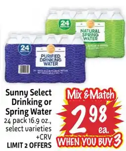 Foodmaxx Sunny Select Drinking or Spring Water offer