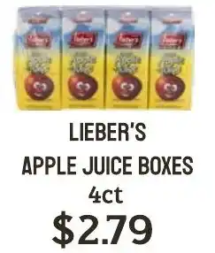 Lieber's apple juice boxes