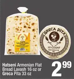 Super King Markets Hatseni Armenian Flat Bread Lavash 16 oz or Greca Pita 33 oz offer