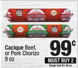 Super King Markets Cacique Beef, or Pork Chorizo offer