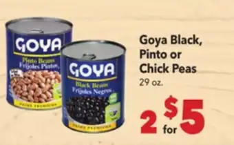 Vallarta Supermarkets Goya Black, Pinto or Chick Peas offer