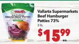Vallarta Supermarkets Vallarta Supermarkets Beef Hamburger Patties 73% offer