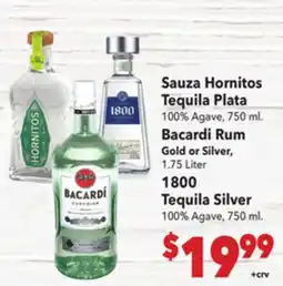Vallarta Supermarkets Sauza Hornitos Tequila Plata offer