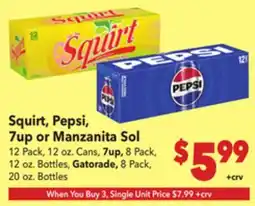 Vallarta Supermarkets Squirt, Pepsi, 7up or Manzanita Sol offer