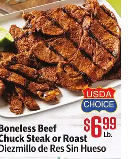 Vallarta Supermarkets Boneless Beef Chuck Steak or Roast offer