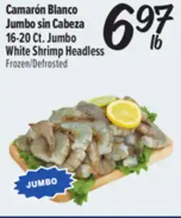 El Super Fresh Camarón Blanco Jumbo sin Cabeza 16-20Ct. | Jumbo White Shrimp Headless offer