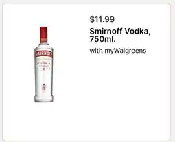 Walgreens Smirnoff Vodka, 750ml offer