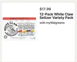 Walgreens 12-Pack White Claw Seltzer Variety Pack offer