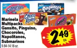 Superior Grocers Marinela Multipacks Gansito, Pinguino, Chocoroles, Napolitanos, Submarinos offer