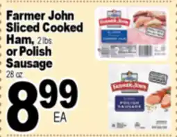Superior Grocers Farmer John Sliced Cooked Ham, 2 lbs. or Polish Sausage 28 oz offer