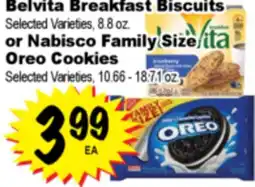Superior Grocers Belvita Breakfast Biscuits or Nabisco Family Size Oreo Cookies offer