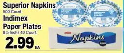 Superior Grocers Indimex Paper Plates 8.5 Inch / Superior Napkins offer