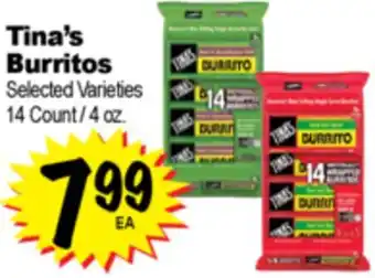 Superior Grocers Tina's Burritos offer