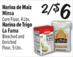 El Super Minsa Corn Flour, 4 Lbs., La Fama Bleached andEnriched Flour, 5 Lbs offer