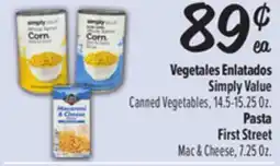 El Super Simply Value Canned Vegetables, 14.5-15.25 Oz. First Street Mac & Cheese, 7.25 Oz offer
