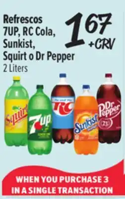 El Super 7UP, RC Cola, Sunkist, Squirt o Dr Pepper offer