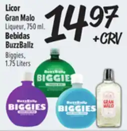 El Super Gran Malo Liqueur, 750 ml., BuzzBallz Biggies, 1.75 Liters offer