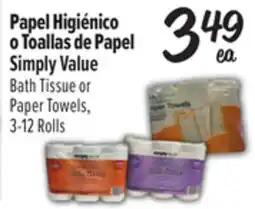 El Super Simply Value Bath Tissue or Paper Towels, 3-12 Rolls offer