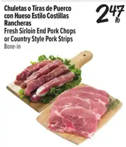 El Super Fresh Sirloin End Pork Chops or Country Style Pork Strips offer