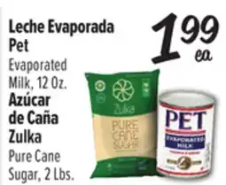 El Super Leche Evaporada Pet Evaporated Milk, 12 Oz. Azúcar de Caña Zulka Pure Cane Sugar, 2 Lbs offer