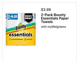 Walgreens 2-Pack Bounty Essentials Paper Towels offer