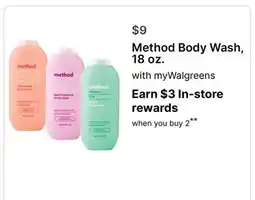 Walgreens Method Body Wash 18 oz offer