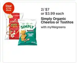 Walgreens Simply Organic Cheetos or Tostitos offer
