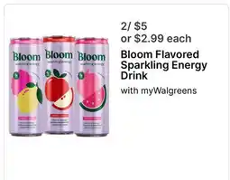 Walgreens Bloom Flavored Sparkling Energy Drink offer
