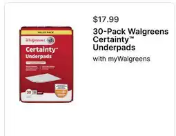 Walgreens 30-Pack Walgreens Certainty Underpads offer