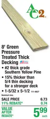 Menards 8' Green Pressure Treated Thick Decking offer