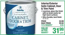 Menards Dutch Boy Interior/Exterior Satin Cabinet, Door & Trim Paint offer